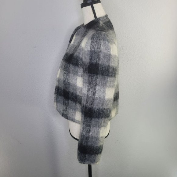 Vintage Gregg sport Mohair check Windowpane Black White Gray crop blazer 8 - Picture 6 of 9